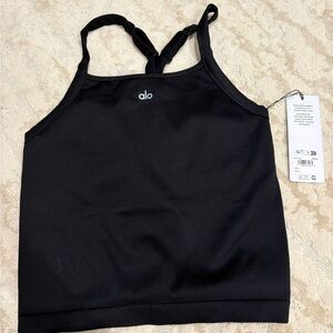 ALO Yoga Seamless Ribbed Black Bra Tank